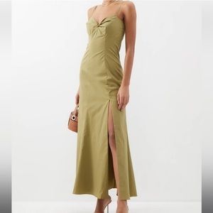 STAUD Nataly sweetheart-neck cotton-blend midi dress